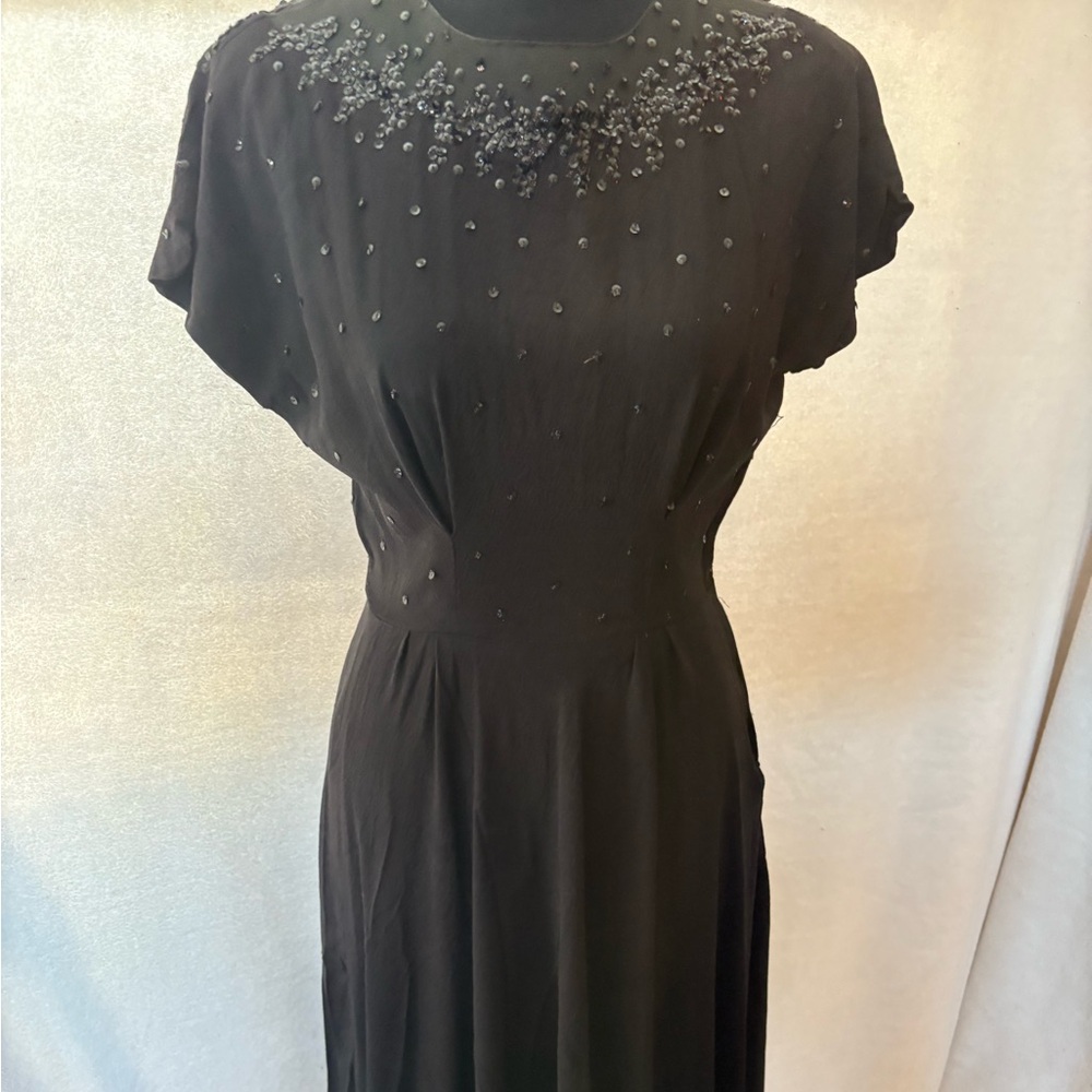 Elegant Black Beaded Mini Dress